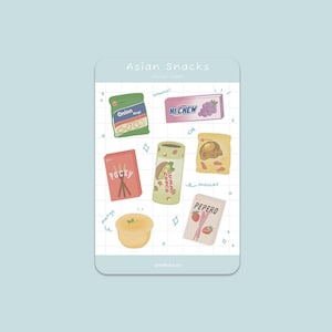 Feuille d'autocollants de jolies collations asiatiques | Feuilles d'autocollants mignons, autocollants alimentaires mignons, Kawaii, autocollants en vinyle pour ordinateur portable, journal, bouteille d'eau