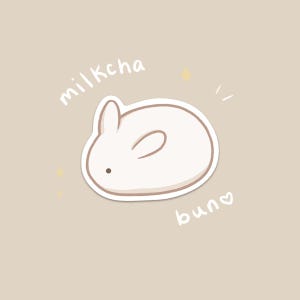 Cute Bunny Sticker | SIGNATURE MILKCHA BUNNY | Kawaii, Vinyl Stickers for Laptop, Journal