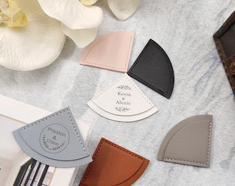 Customized fan-shaped leather bookmark,Bridesmaid gift,Wedding gift,Bookmark for Women,Gifts for Teachers,Handmade Gift,book lover Gift
