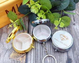 Customized carved metal keychain medicine box, circular medicine box, pill storage container, mint container, portable tool kit