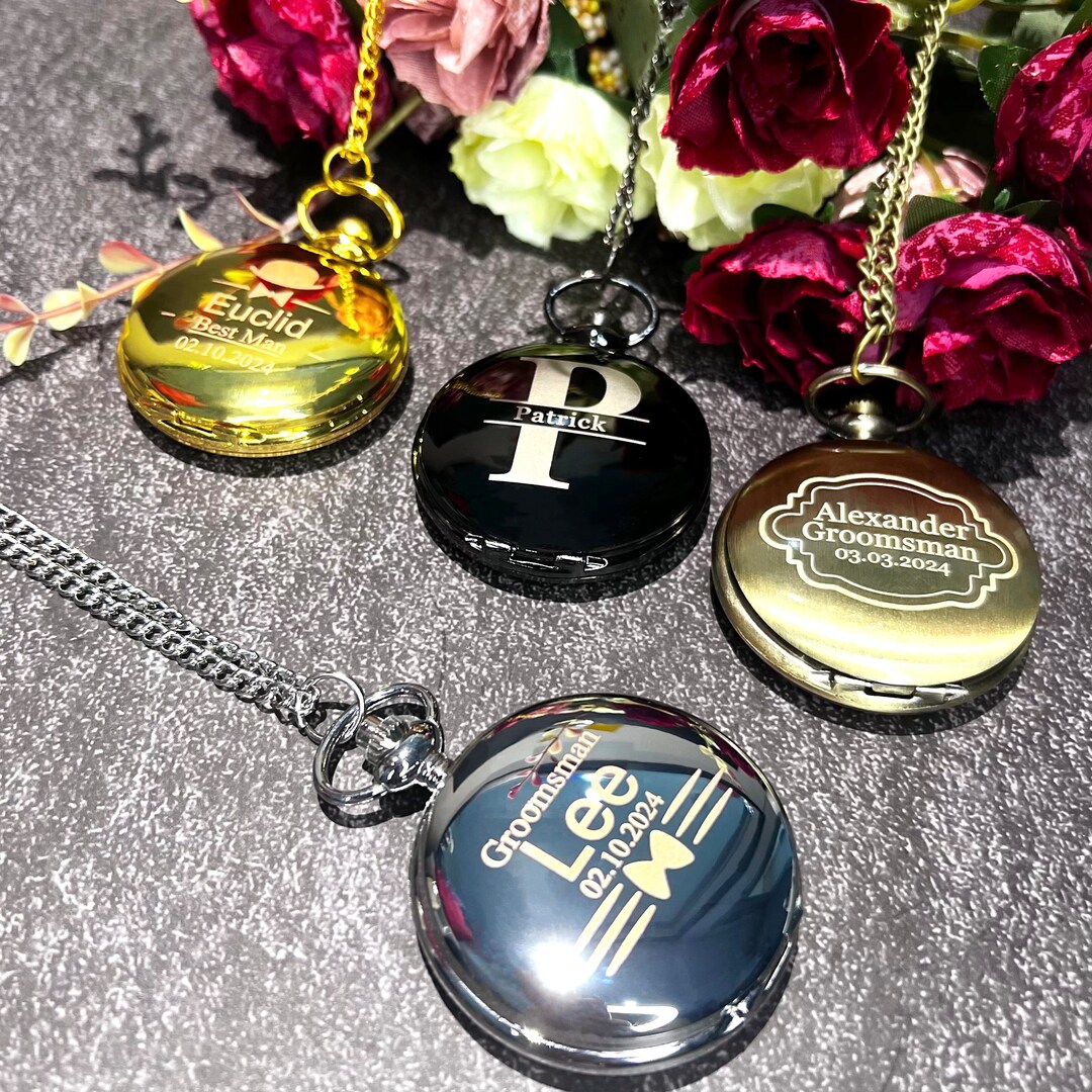 Personalized Pocket Watch. Customized Groomsman Pocket Watch. Engraved ...