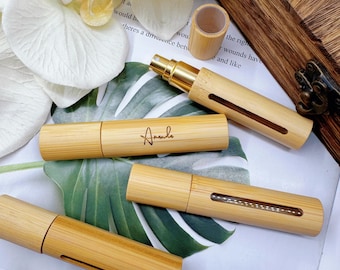 Personalized bamboo perfume dispenser bottle,Bridesmaid Gifts,perfume spray bottle,travel perfume bottle,Wedding Party Favor,Gift for her