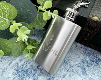 Personalized steel silver hip bottle keychain flask, keychain customized carved liquor whiskey bottle, Funny and unique gift, Groomsman Gift