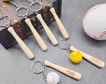 Personalized Baseball Keychains ,Baseball Gifts, Team Player Gifts, Customized Mini Baseball Set, Unique Backpack Keychains, Groomsmen Gifts