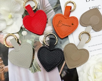 Personalized Leather Heart Hat Clip, Magnetic Bag Accessory, Travel Keychain Holder