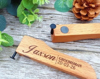 Personalized Wooden Nail Bottle Opener – Groomsman, Wedding, Bar Gift
