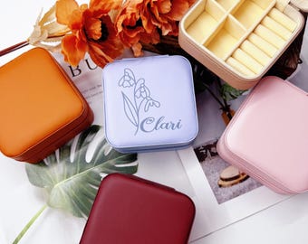 Personalized Bridesmaid Jewelry Box,leather jewelry box,Maid of Honor Gift,Travel Jewelry Case,perfect bridesmaid gifts,Wedding Party Gift