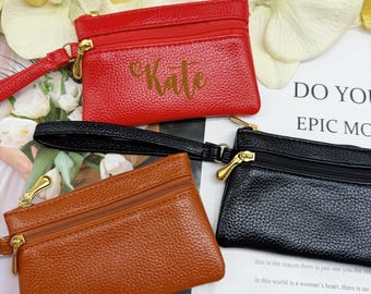 Personalized women's card bag, change storage bag,Bridesmaid gift, birthday gift, gift for mom, Christmas gift,  ladies' leather coin purse