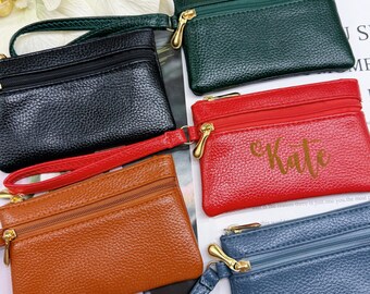 Customized women's wallets, change storage bags, wedding gifts, engraved card bags, Mother's Day gifts,Christmas gifts, leather coin wallets