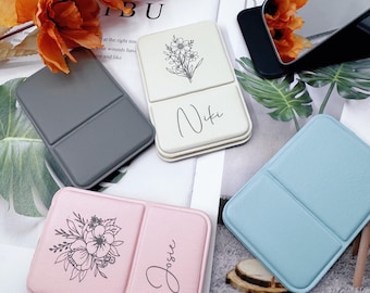 Personalized square makeup mirror, pocket mirror with custom name and logo, bridesmaid gift, folding makeup mirror, travel makeup mirror
