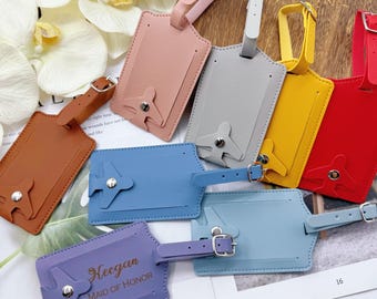 Personalized Leather Luggage Tag, Laser Engraved Travel Accessories