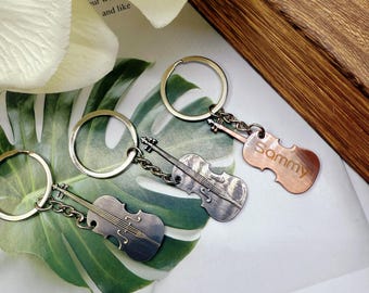 Customized Vintage Violin Keyring,Music Keychain,Cellist Gift,Violinist Gift,Violin Jewelry,Music Lovers Gift,Birthday Gift,Gift Idea