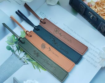 Personalized leather bookmark,Bridesmaid gift,Unique Gifts for Birthdays and Anniversaries,Wedding gift,Gift for Book Lovers,Floral Bookmark