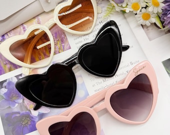 Customized bridesmaid sunglasses, bachelor party sunglasses, customized heart-shaped sunglasses, party souvenirs, bridal party gifts,