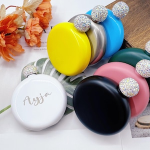 Frasco grabado para damas de honor, frascos personalizados para damas de honor, regalos para bodas, frascos redondos con tapa de diamantes de imitación, regalo de cumpleaños