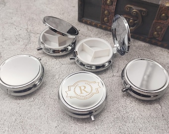 Personalized metal pill box,round medicine box,Pill Organizer,Mint Container,metal medicine box,Portable kit,Compartment Pill Container