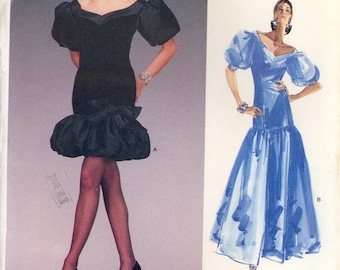Givenchy Vogue Paris, motifs de robes originaux des années 80, semi-formelle et longueur de soirée non coupée 8,12,14
