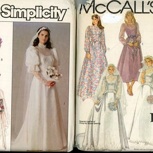 80s Wedding Gown Patterns Different Styles Bridal Gowns With Trains 1 Priscilla Of Boston Simplicity High Waist Large Puff Sleeves Vtg U Pic
