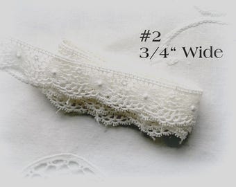 Bordure festonnée blanche style crochet, 1 pièce de 6 yards (5,5 m), 3/4 po (1,9 cm) de large