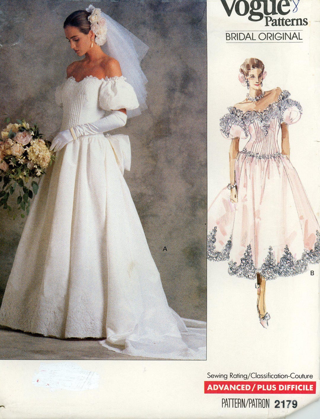 Pattern V1829 3 Styles Vogue Wedding Dresses and Bridesmaid, 80s Vintage Patterns, U ...
