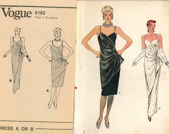 80s Vogue Evening Dress Pattern, Close Fitting With Straps Uncut, 12