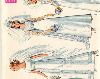 Robes de mariée taille haute empire des années 60, originaux vintage, 3 styles, choix en U