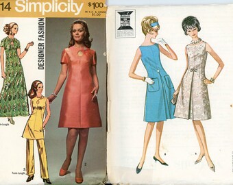 Patrons de couture vintage pour robe trapèze, 2 styles, à vous de choisir