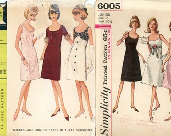 Patrons de couture vintage coupe trapèze années 60, 2 modèles en U