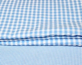 Pale Blue Cotton Seersucker  Vintage Fabric, 60" Wide, By The Yard