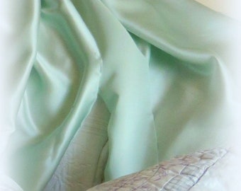 54" Wide Pale Pistachio Mint Green Lingerie Light Weight Crepe Back Satin Charmeuse 100% Silk Sold By The Yard