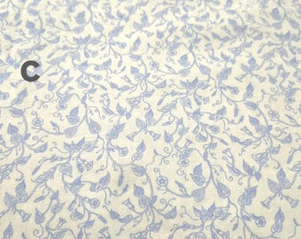 Tissu en coton à fleurs, imprimé gloire du matin bleu pervenche, 45 po. de large, vendu au mètre