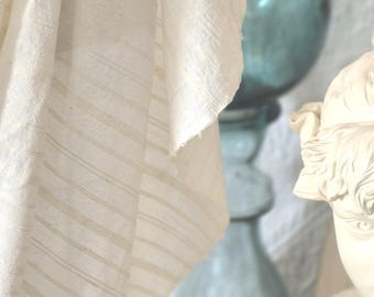 3 styles de tissu de coton, gaze, naturel, écru, mousseline côtelée, côtelé blanc cassé, par mètre
