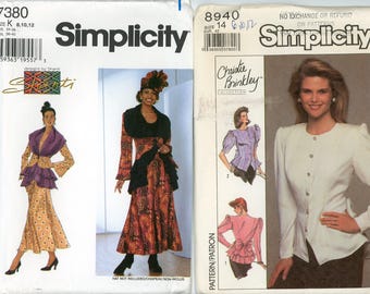 3 styles de vestes péplum à volants, motifs vintage années 90, à choisir soi-même