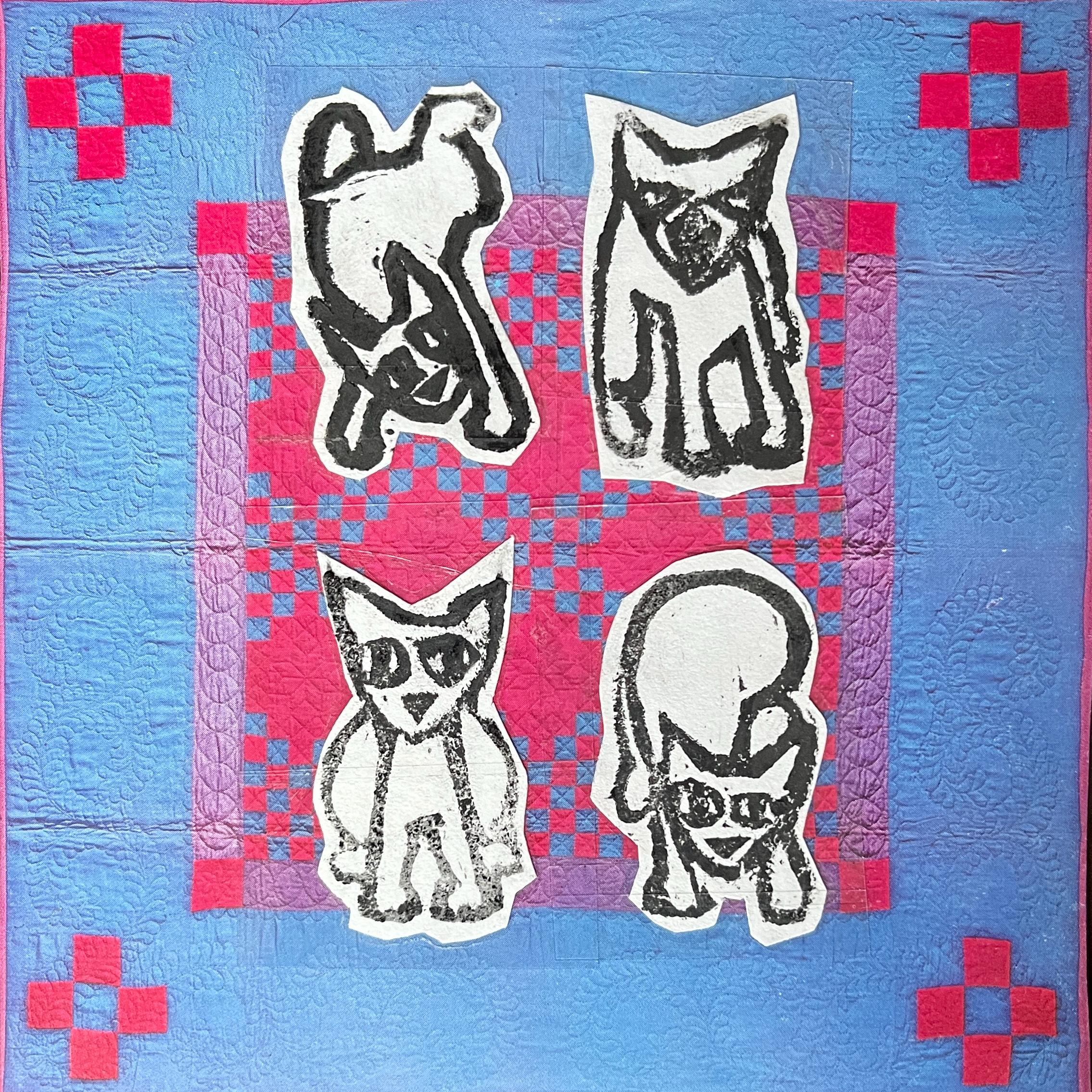 LINOCAT Linocut Print Sticker Set - Etsy