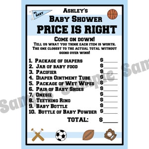 24 Baby Shower personalizzato Il prezzo è giusto Carte da gioco - Sport