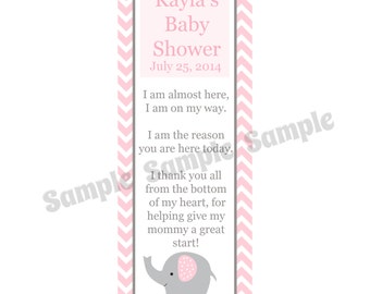 50 Personalized Bookmarks for Baby Shower - ELEPHANT