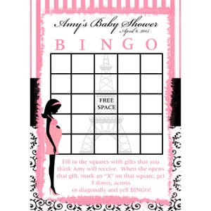 24 bebé ducha Bingo tarjetas Paris diseño personalizado