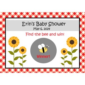24 Carte da gioco da grattare personalizzate per baby shower - BBQ andSunflower Design - Sunflower Baby Shower - Bee and Sunflower Baby Shower Summer