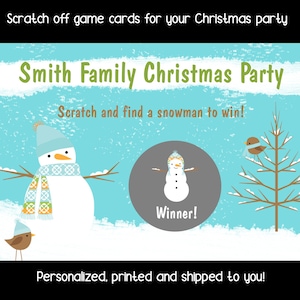 24 cartes de jeu à gratter personnalisées pour vacances/fête de Noël – Bonhomme de neige de Noël – Santa Scrach off – Fêtes d'entreprise – Fêtes de famille