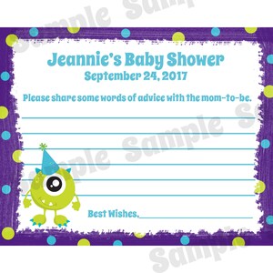24 baby Shower advies kaarten - Little Monster babydouche - Monster advies kaarten