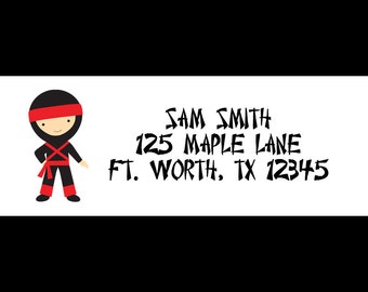 30 Personalized Return Address Labels - Ninja