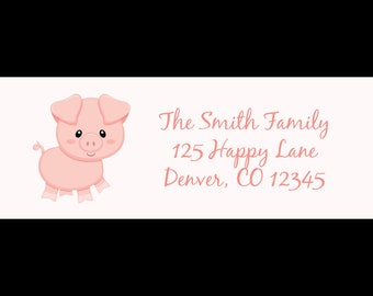 30 Personalized Return Address Labels   - PRINTED and shipped to you - Pink Piggy Labels - Pig Address Labels - Farm Labels - Pink Pig