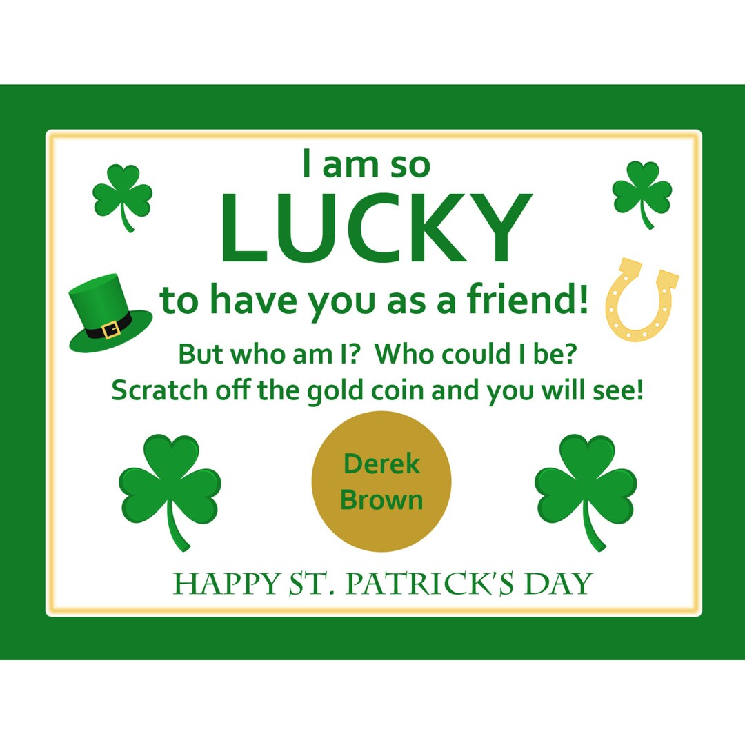 32 Personalized St. Patricks Day Scratch off Cards Great for School ...