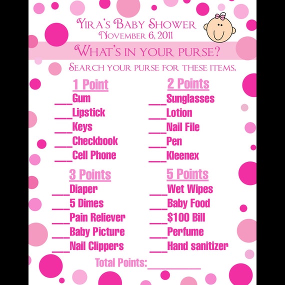24 Personalized Baby Shower Game Cards What's in Your Etsy