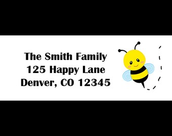 30 Personalized Return Address Labels   - PRINTED and shipped to you - Bee Address Labels - Bumble Bee stickers - Honey Bee