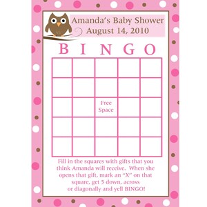 24 Cartones de Bingo de ducha personalizada bebé bebé búho diseño