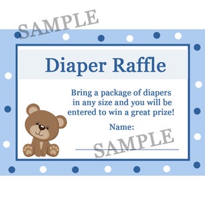 24 cartes de tombola de couches de douche de bébé - Blue Teddy Bear Baby Shower