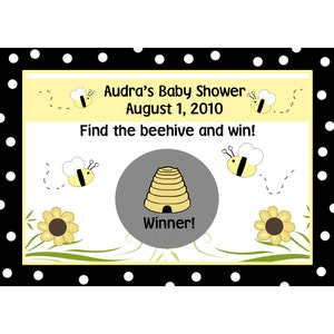 24 Personalizzato Baby Shower Gratta e Vinci Carte da Gioco - Baby Bee Design - Polka Dot