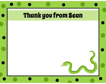 20 Personalized Thank You Cards-  Snake Design