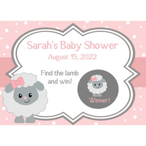 24 cartes de jeu personnalisées pour la fête de bébé - Little Lamb - Cartes de jeu Pink Little Lamb